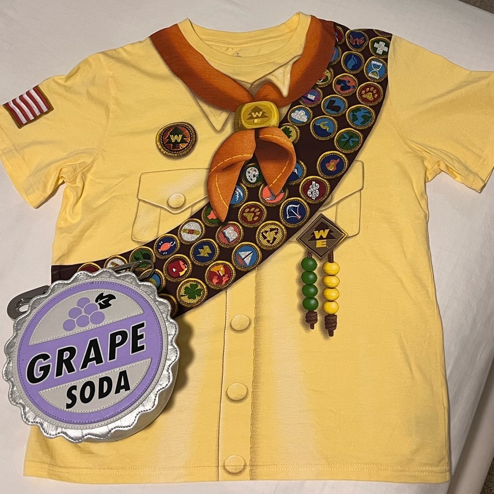 Disney movie ‘UP’ Wilderness Explorer t-shirt and grape soda pin purse.